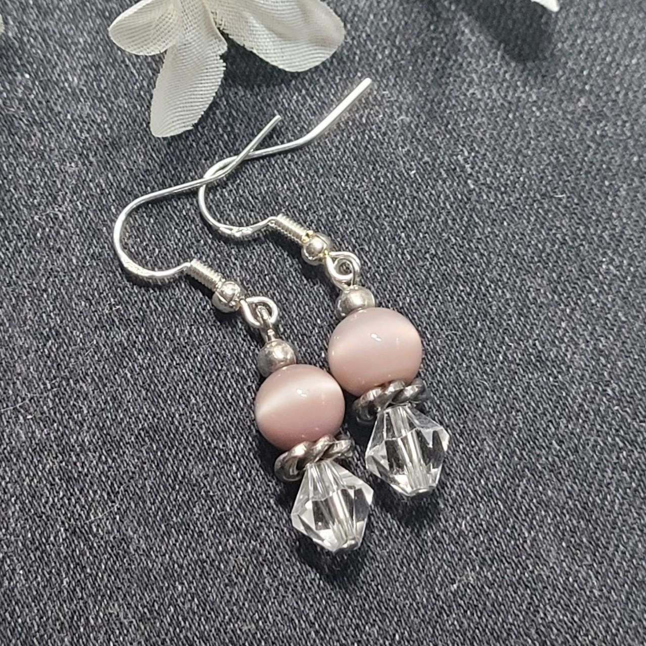 Beige Cats Eye Silver Hooks Hidden Meaning Earrings Extra Celestial Poe 400 23$
